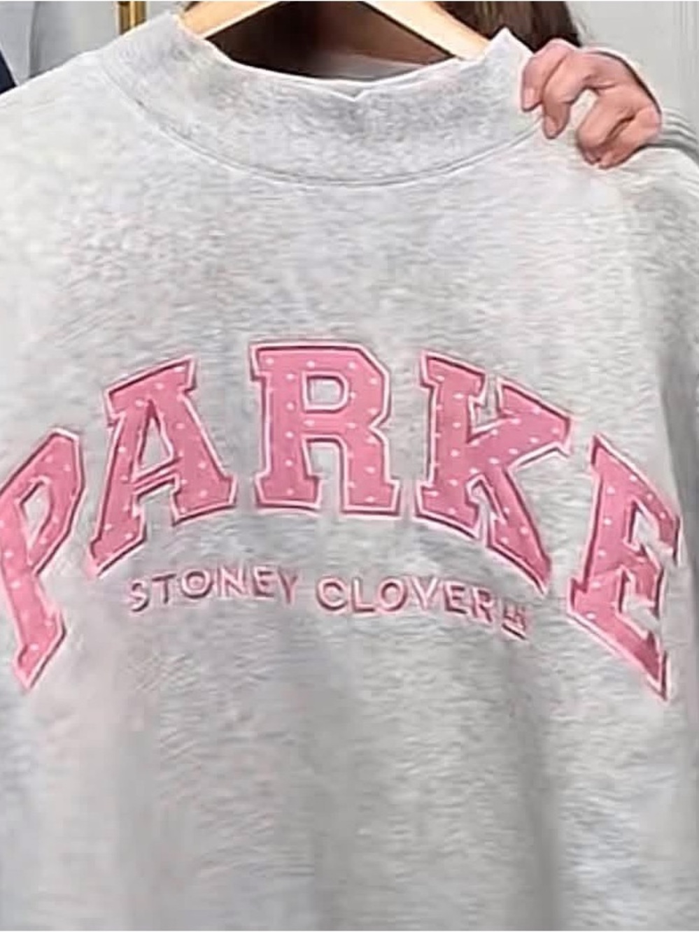Stoney Clover Lane Parke Sweatshirt L/XL - classic grey and pink dots